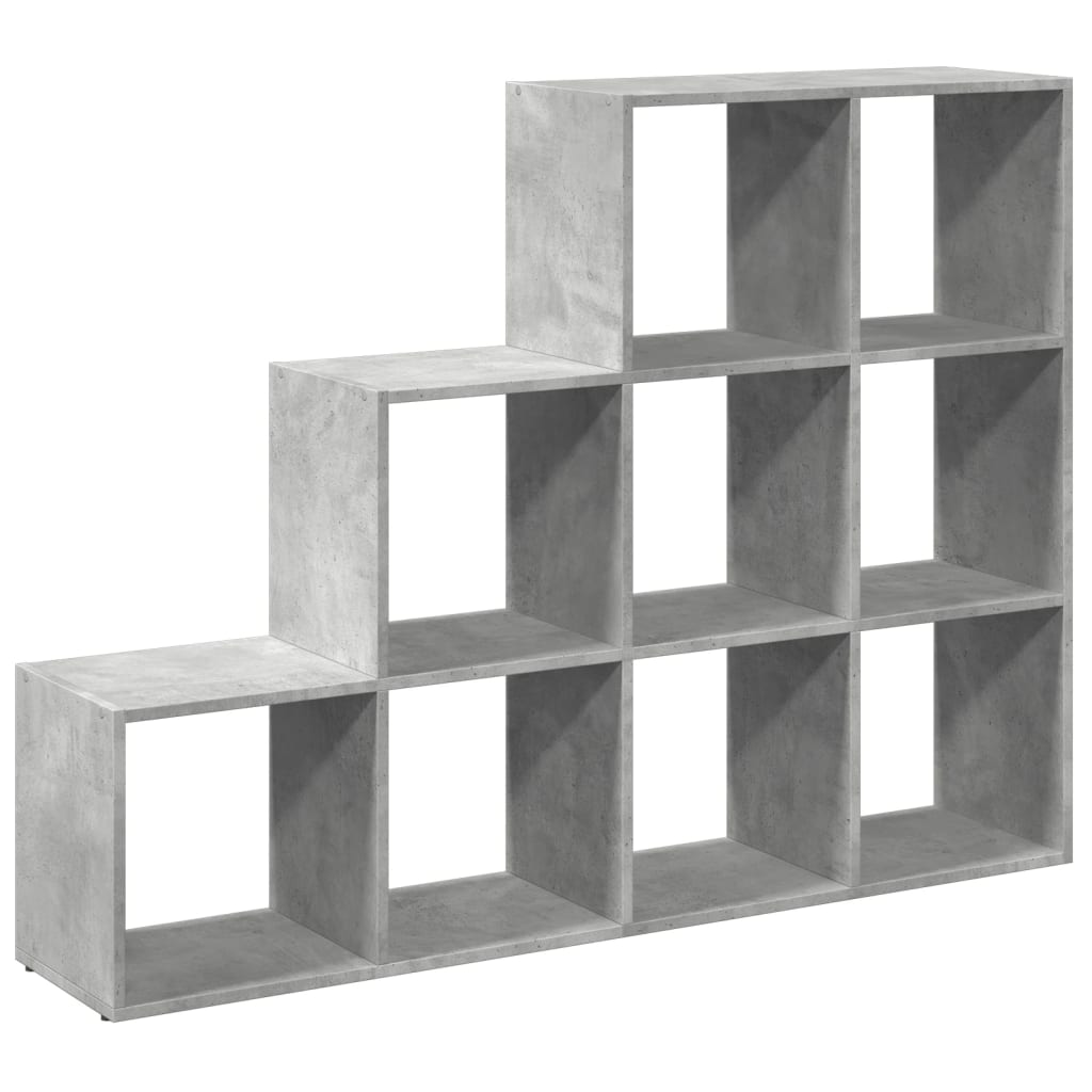 Bibliothèque séparateur de pièce 3 niveaux gris béton 137,5x29x103,5 cm