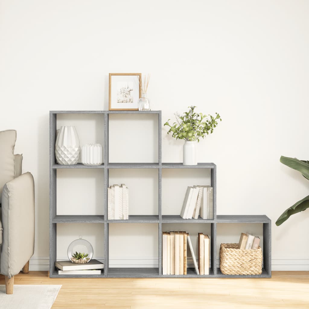 Bibliothèque séparateur de pièce 3 niveaux gris Sonoma 137,5x29x103,5 cm