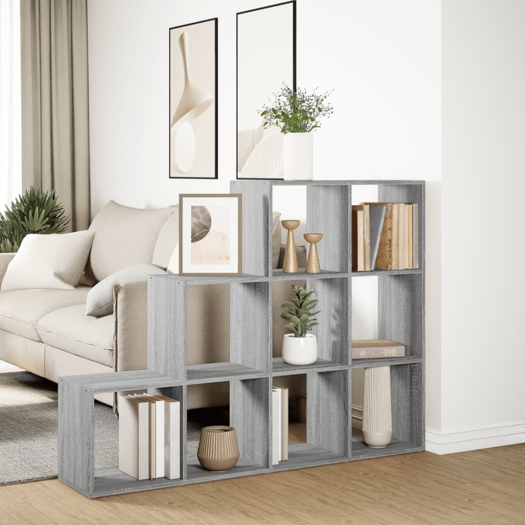 Bibliothèque séparateur de pièce 3 niveaux gris Sonoma 137,5x29x103,5 cm