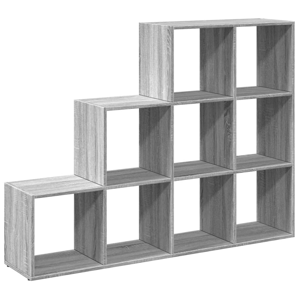 Bibliothèque séparateur de pièce 3 niveaux gris Sonoma 137,5x29x103,5 cm