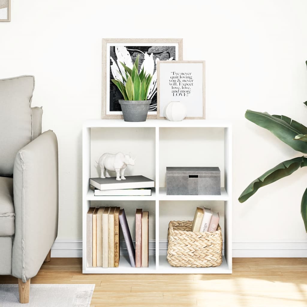 Bibliothèque de séparation de pièce blanche 69,5x29x69,5 cm en bois