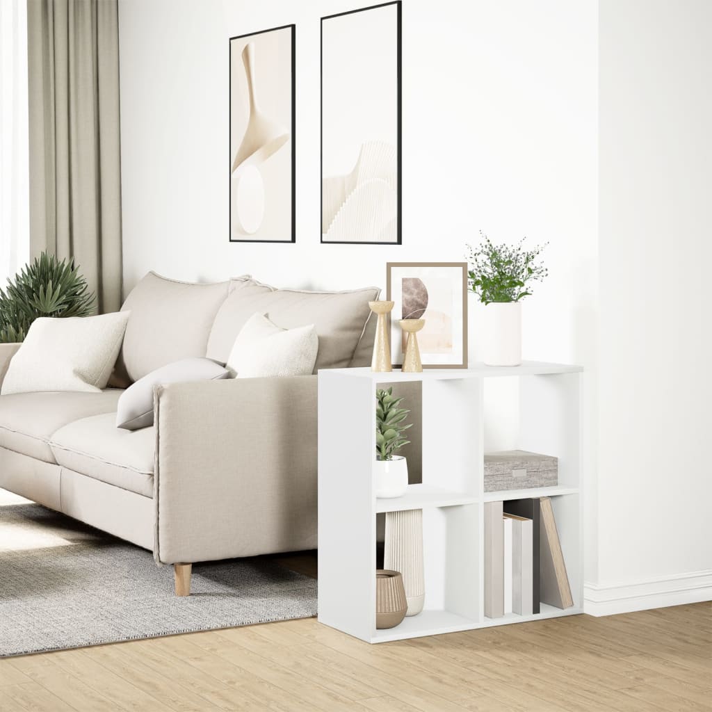 Bibliothèque de séparation de pièce blanche 69,5x29x69,5 cm en bois
