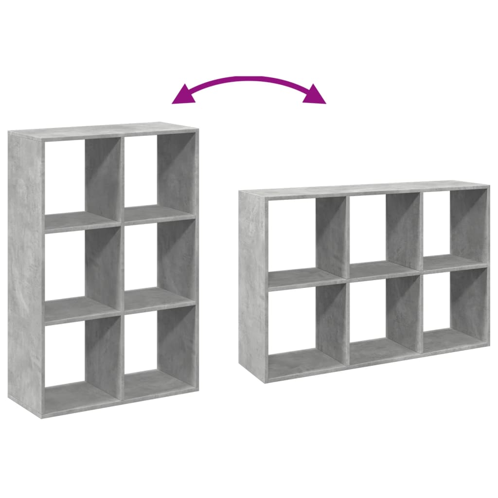 Room Divider Bookcase Concrete Grey 69.5x29x103.5 cm Wood Material