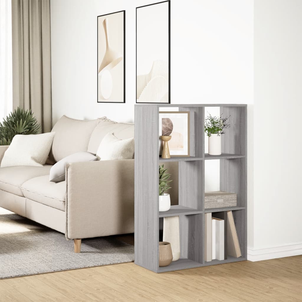 Room Divider Bookcase Gray Sonoma 69.5x29x103.5 cm