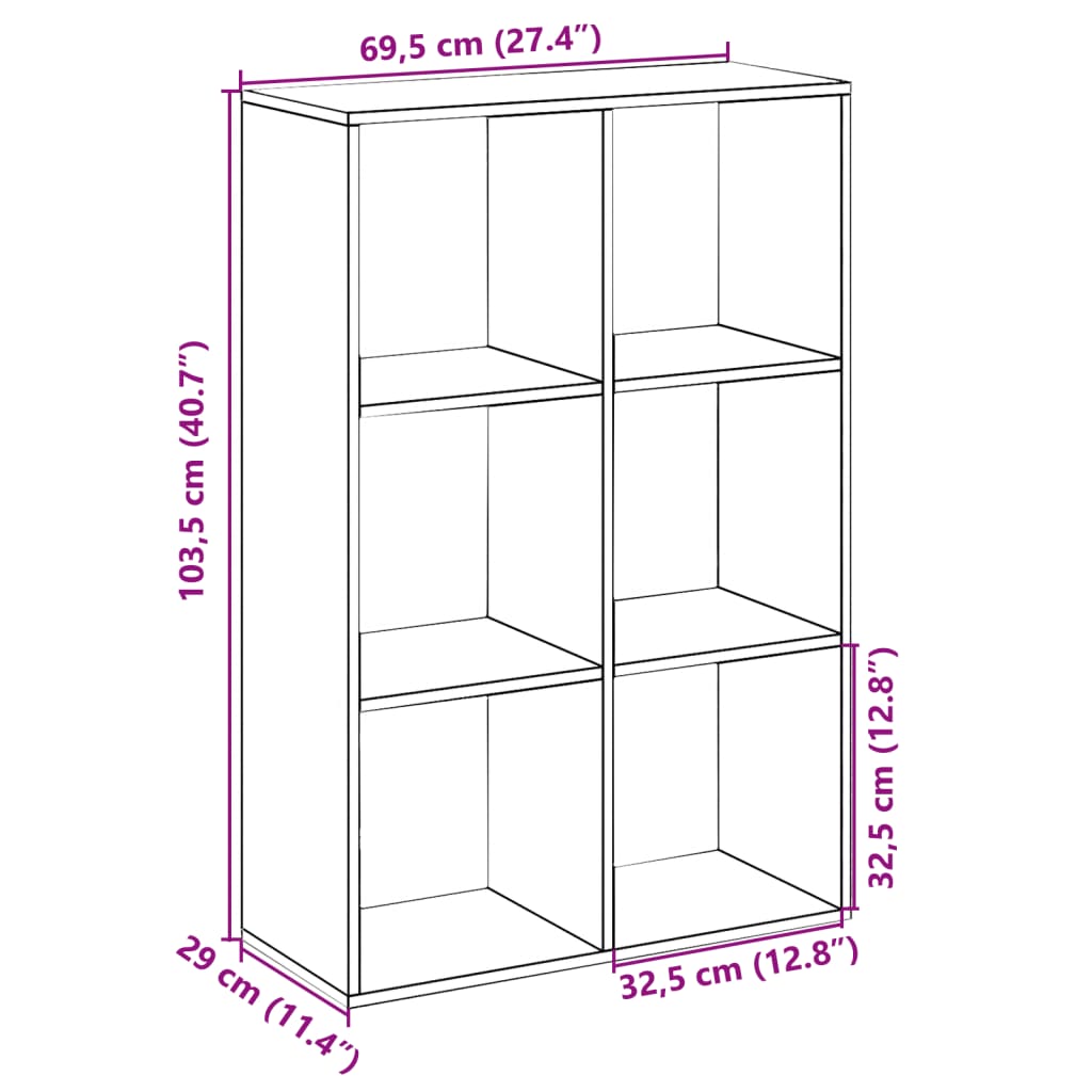 Room Divider Bookcase Gray Sonoma 69.5x29x103.5 cm