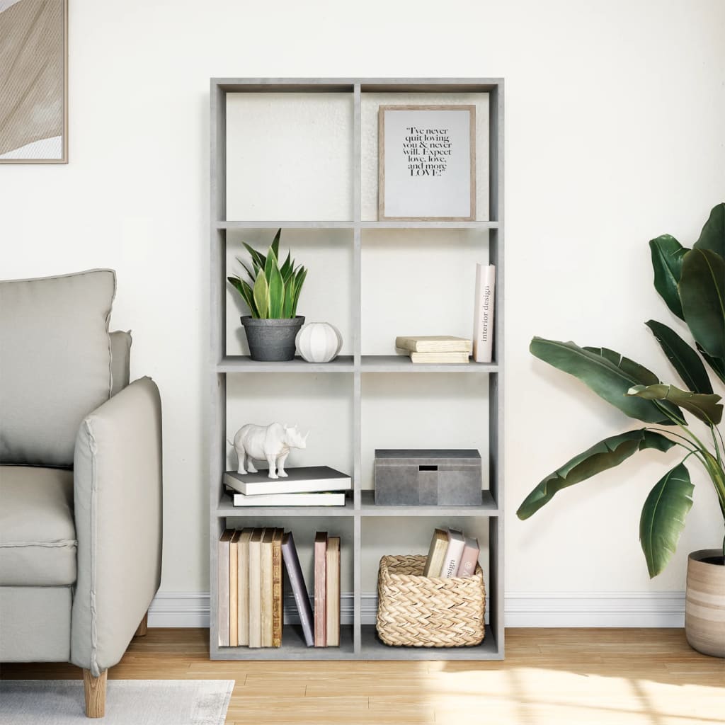 Room Divider Bookcase Concrete Grey 69.5x29x137.5 cm Wood Material