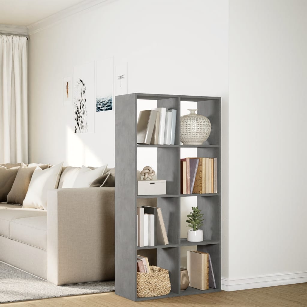 Room Divider Bookcase Concrete Grey 69.5x29x137.5 cm Wood Material