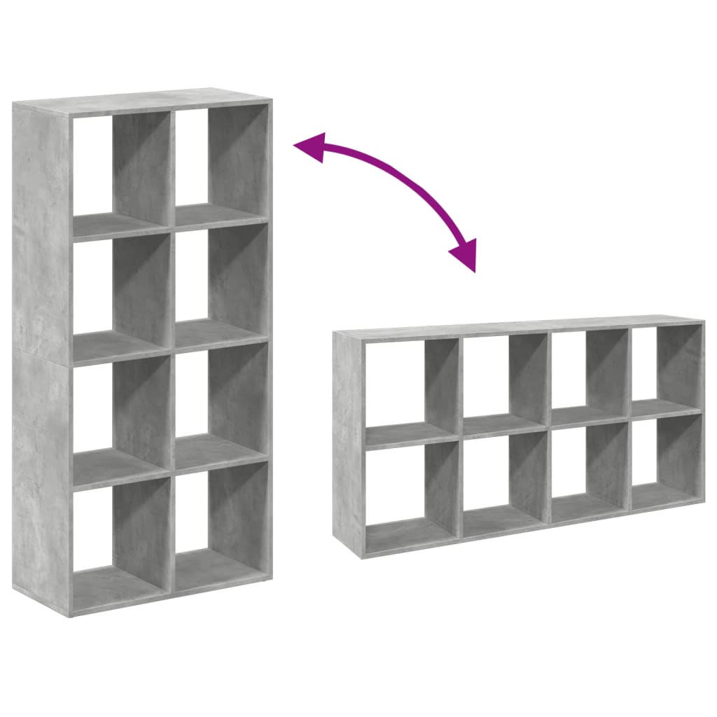 Room Divider Bookcase Concrete Grey 69.5x29x137.5 cm Wood Material