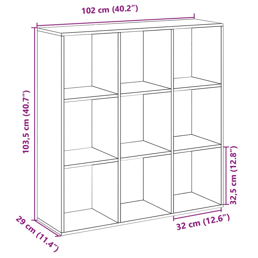 Room Divider Bookcase Gray Sonoma 102x29x103.5 cm