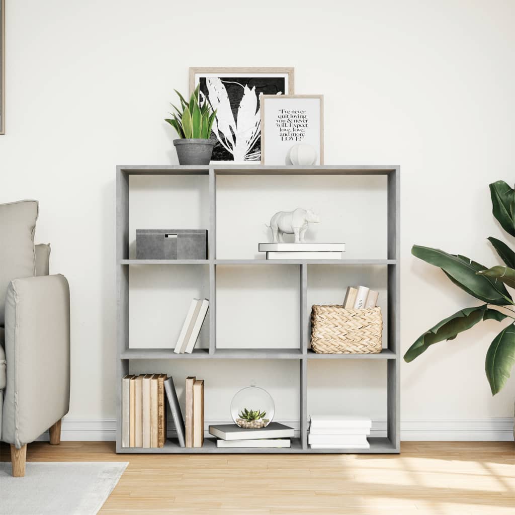 Room Divider Bookcase Concrete Grey 102x29x103.5 cm Wood Material