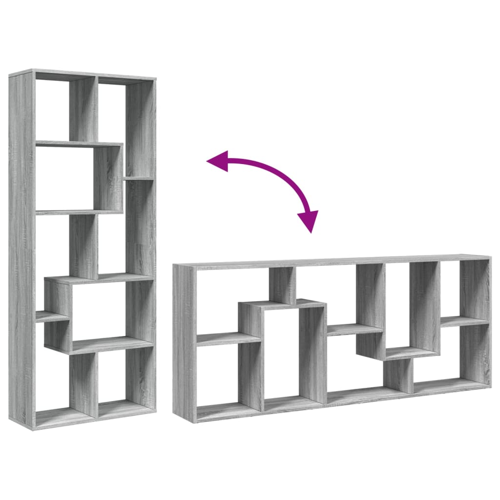 Room Divider Bookcase Gray Sonoma 67x25x161.5 cm Wood Material