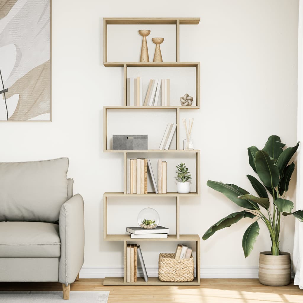 Room Divider Bookcase 6 Tiers Sonoma Oak 70x24x193 cm