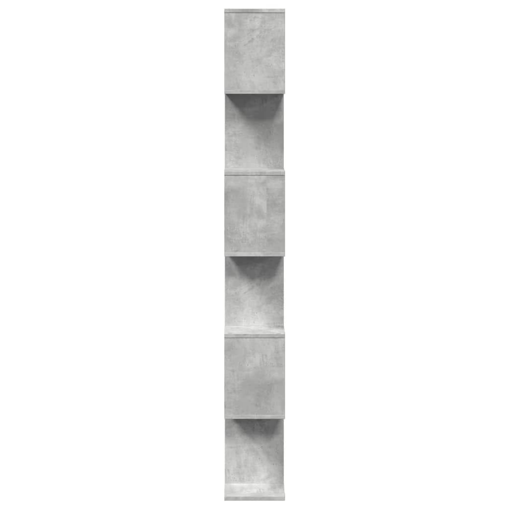 Room Divider Bookcase 6 Tiers Concrete Grey 70x24x193 cm