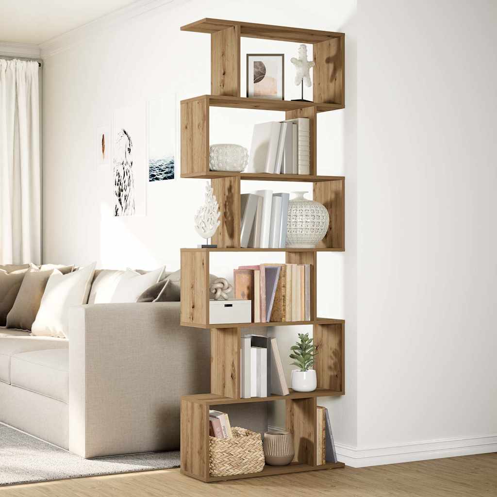 Raumteiler-Bücherregal 6 Etagen Artisan-Eiche 70x24x193 cm