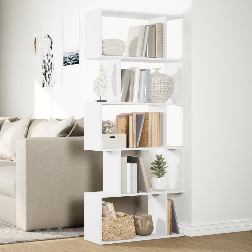 Bibliothèque séparateur de pièce 5 niveaux blanc 70x24x161 cm en bois