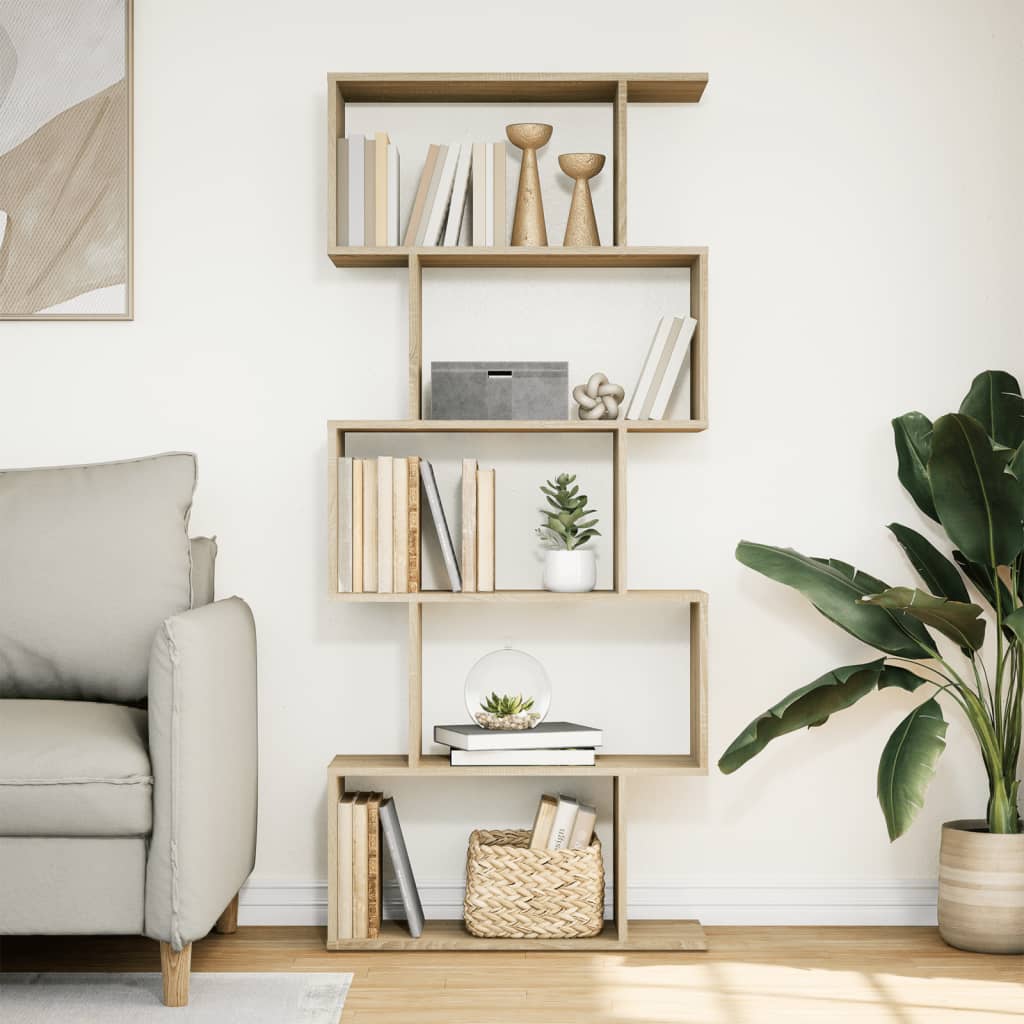 Bibliothèque séparateur de pièce 5 niveaux chêne Sonoma 70x24x161 cm