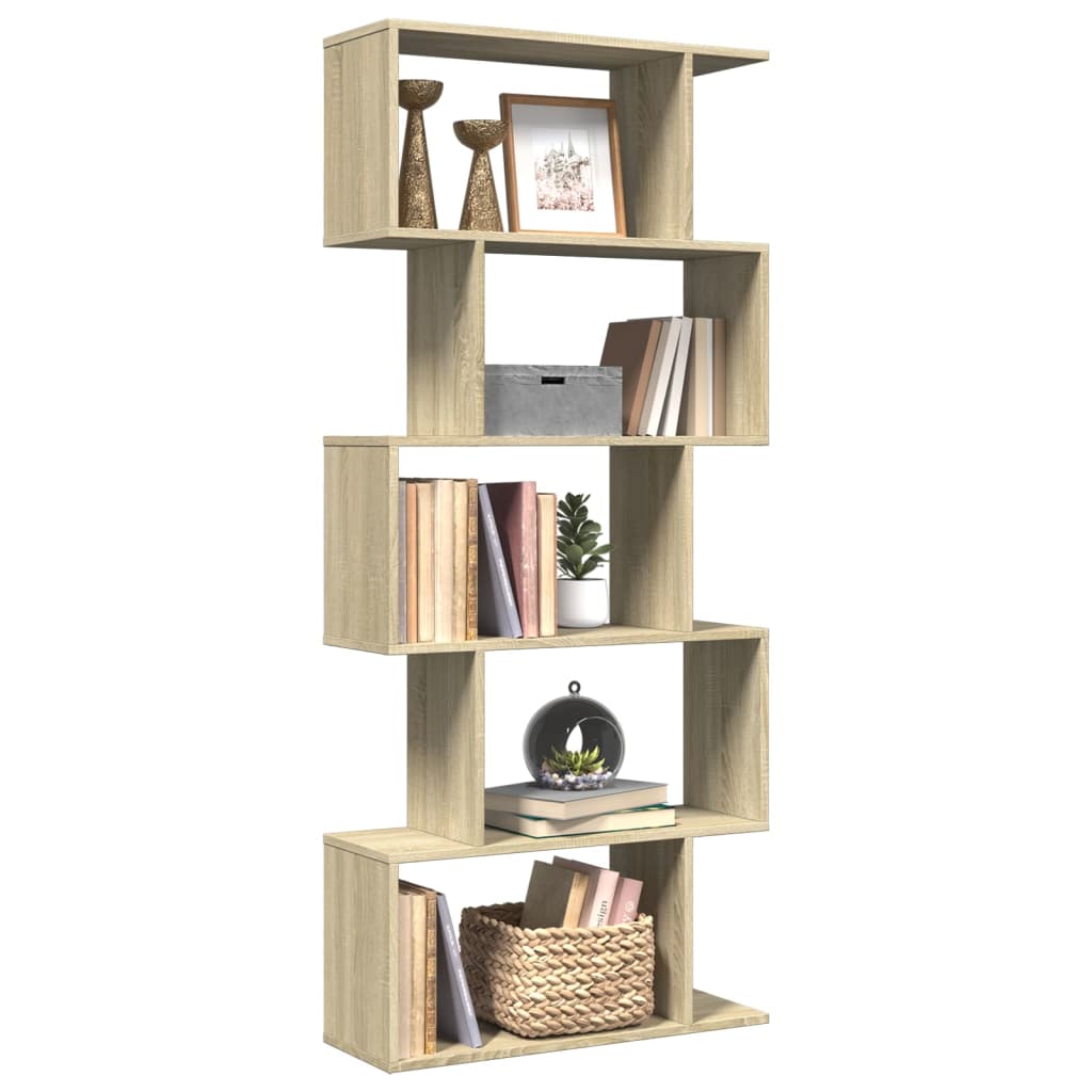 Bibliothèque séparateur de pièce 5 niveaux chêne Sonoma 70x24x161 cm