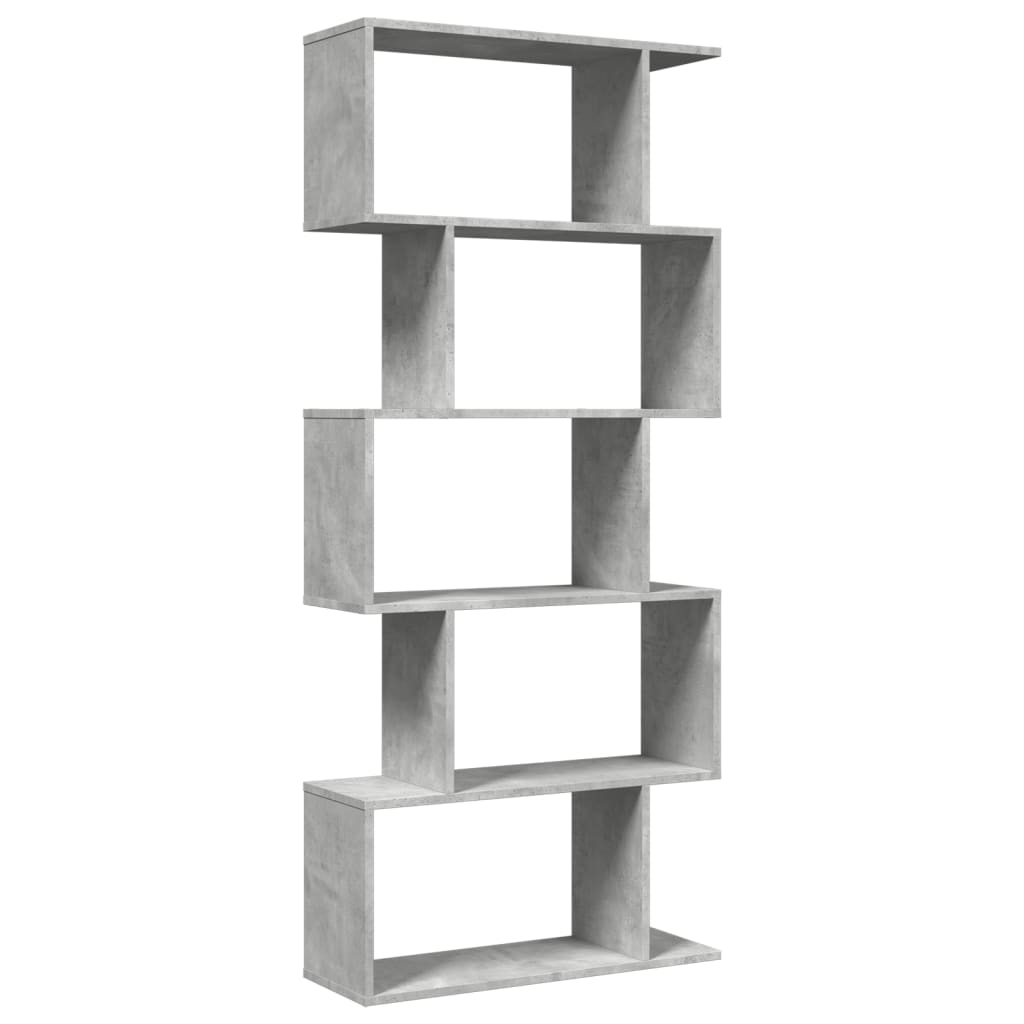 Bibliothèque séparateur de pièce 5 niveaux gris béton 70x24x161 cm