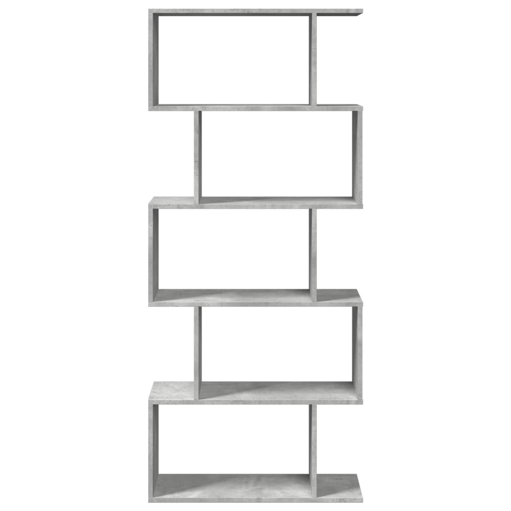 Bibliothèque séparateur de pièce 5 niveaux gris béton 70x24x161 cm