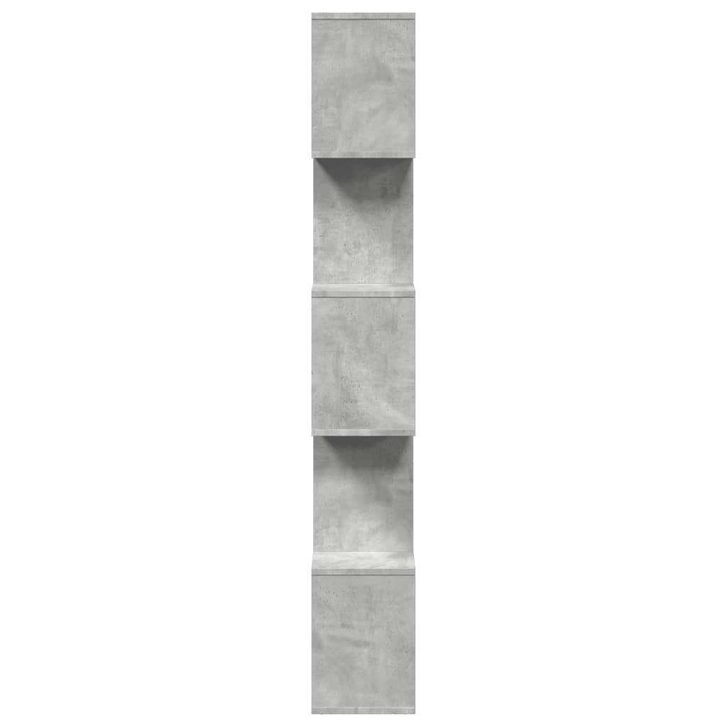 Bibliothèque séparateur de pièce 5 niveaux gris béton 70x24x161 cm