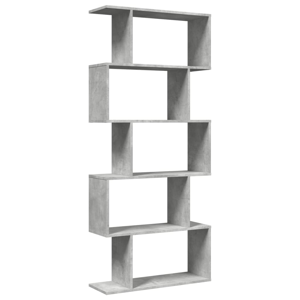 Bibliothèque séparateur de pièce 5 niveaux gris béton 70x24x161 cm