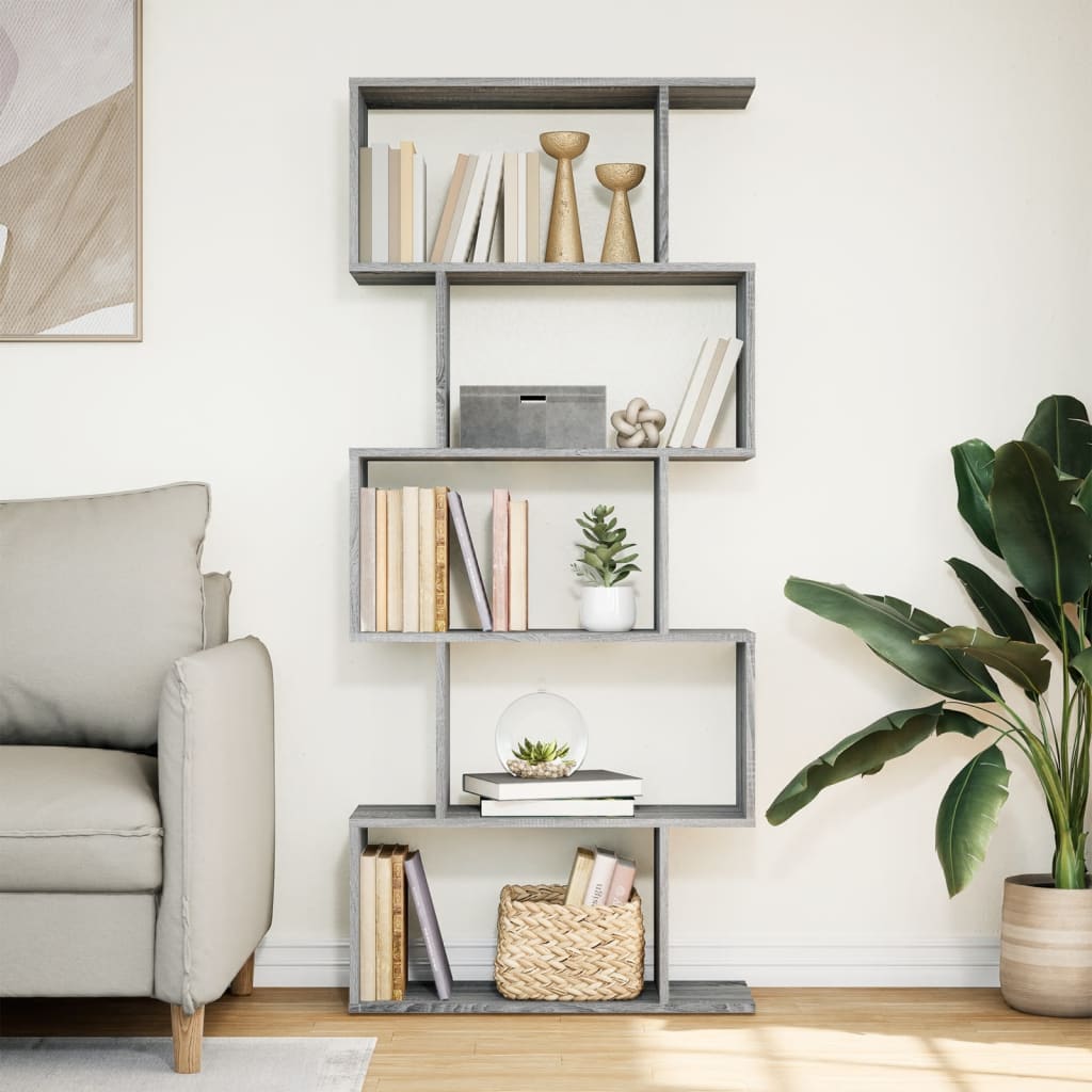 Bibliothèque séparateur de pièce 5 niveaux gris Sonoma 70x24x161 cm