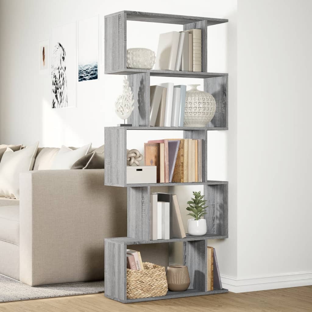 Bibliothèque séparateur de pièce 5 niveaux gris Sonoma 70x24x161 cm