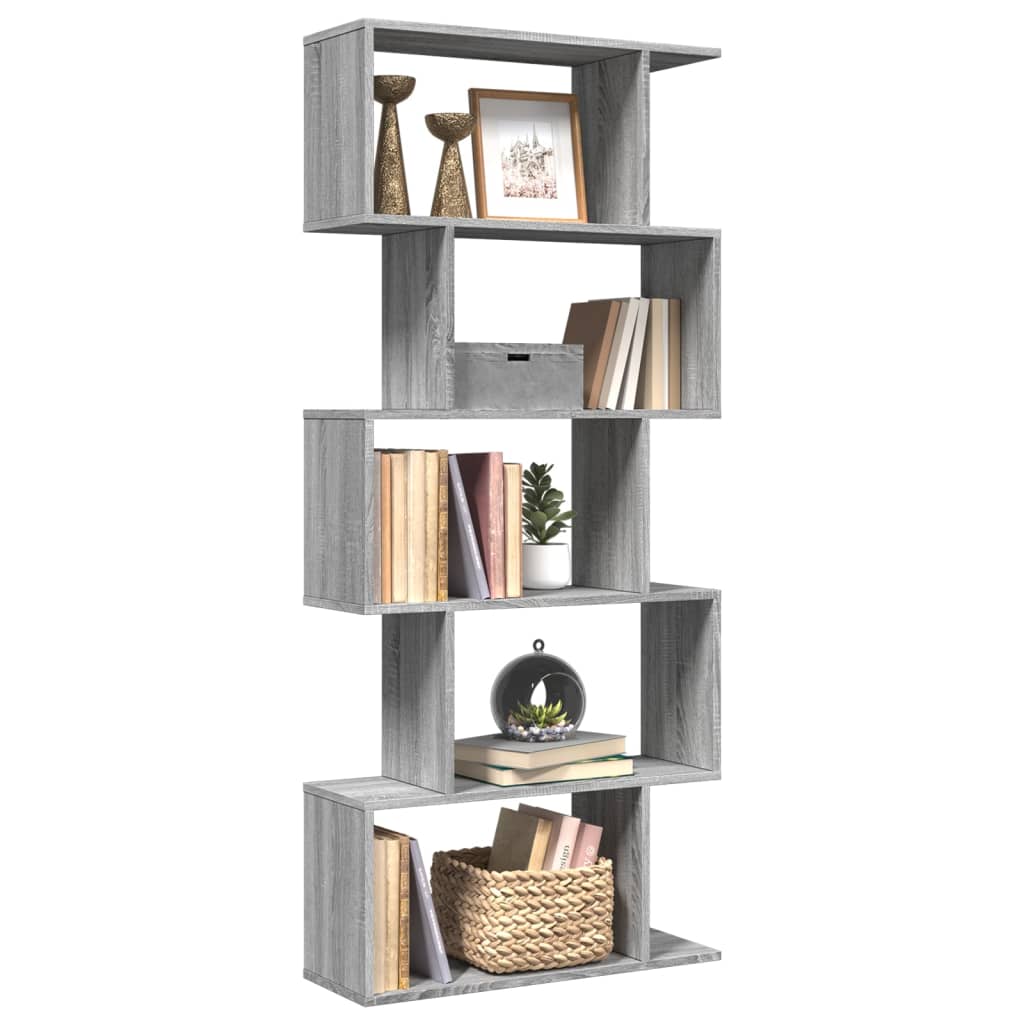 Bibliothèque séparateur de pièce 5 niveaux gris Sonoma 70x24x161 cm