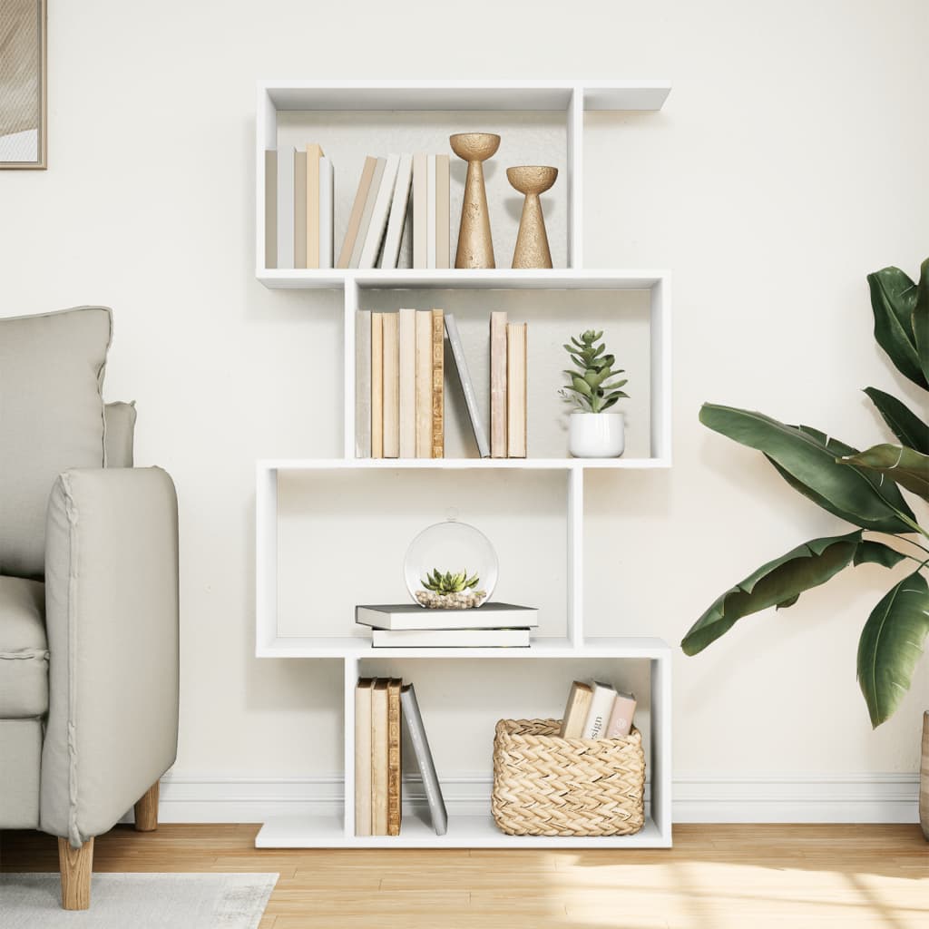 Bibliothèque séparateur de pièce 4 étagères blanc 70x24x129 cm matériau bois