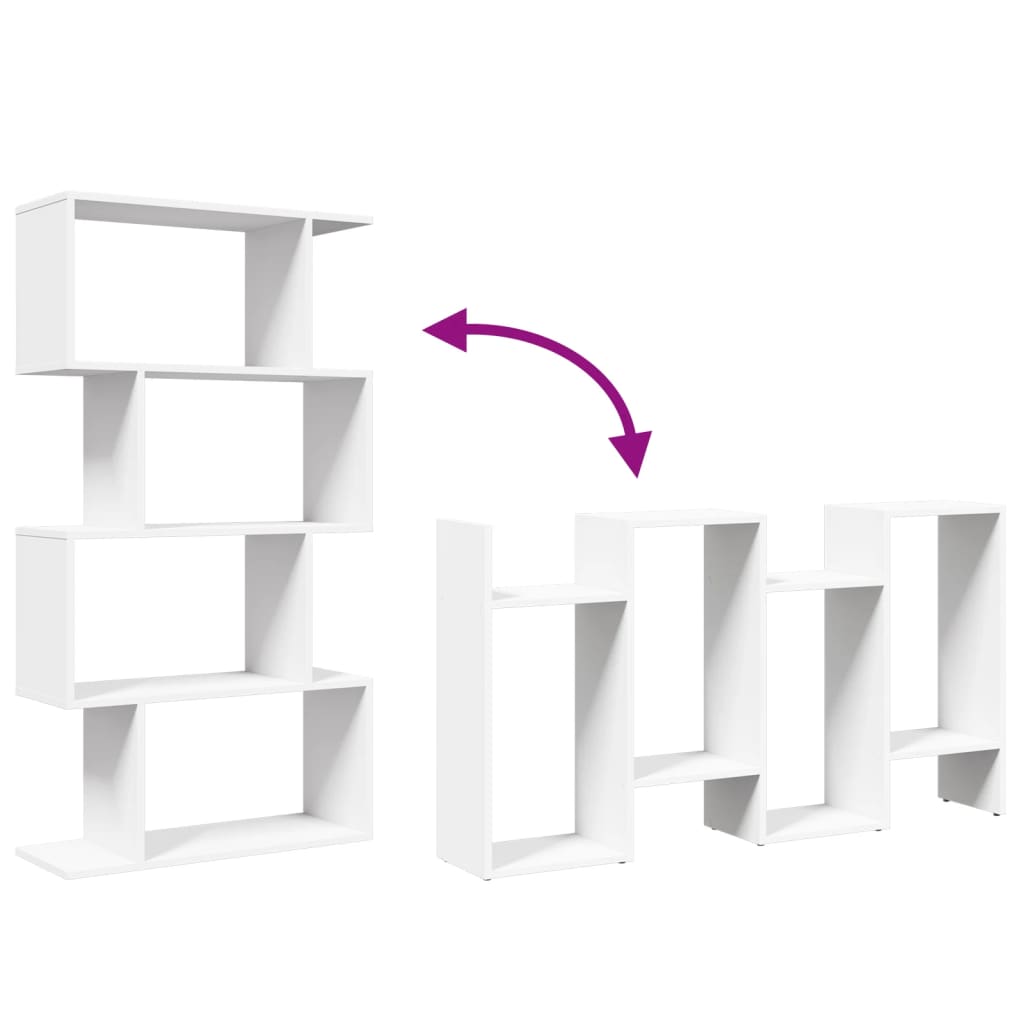 Bibliothèque séparateur de pièce 4 étagères blanc 70x24x129 cm matériau bois