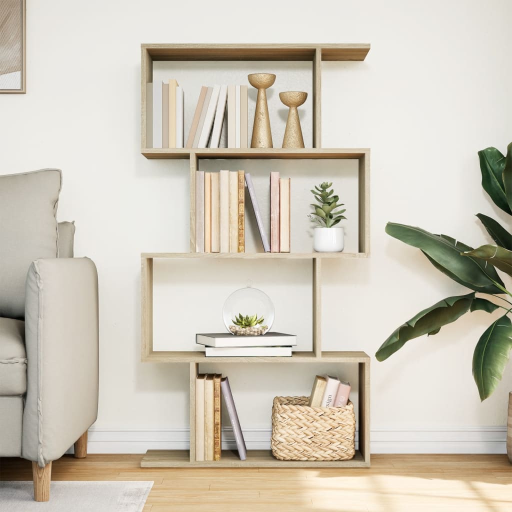 Bibliothèque séparateur de pièce 4 étagères Chêne Sonoma 70x24x129 cm