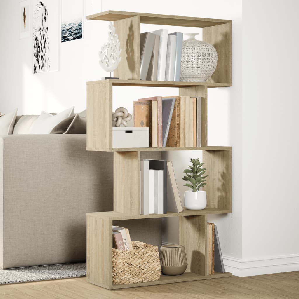 Bibliothèque séparateur de pièce 4 étagères Chêne Sonoma 70x24x129 cm