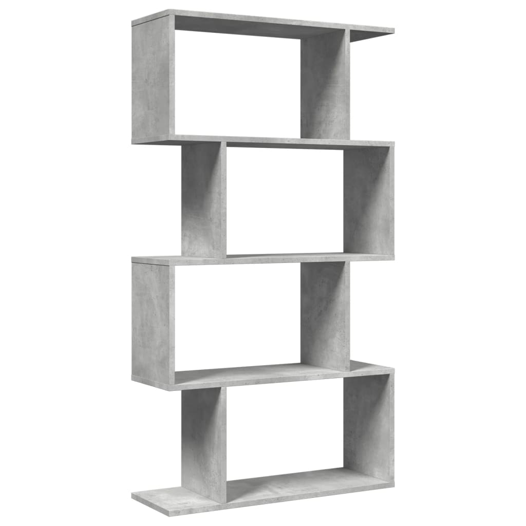 Bibliothèque séparateur de pièce 4 étagères gris béton 70x24x129 cm