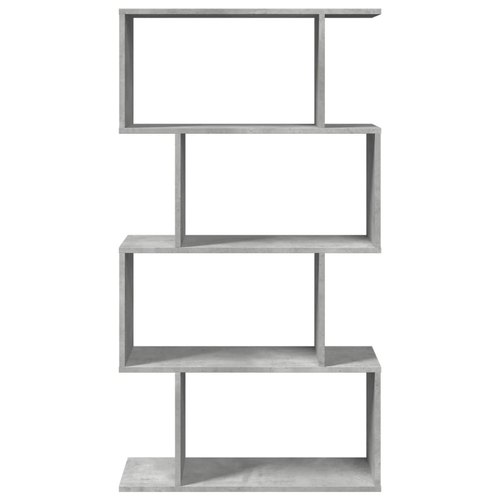 Bibliothèque séparateur de pièce 4 étagères gris béton 70x24x129 cm