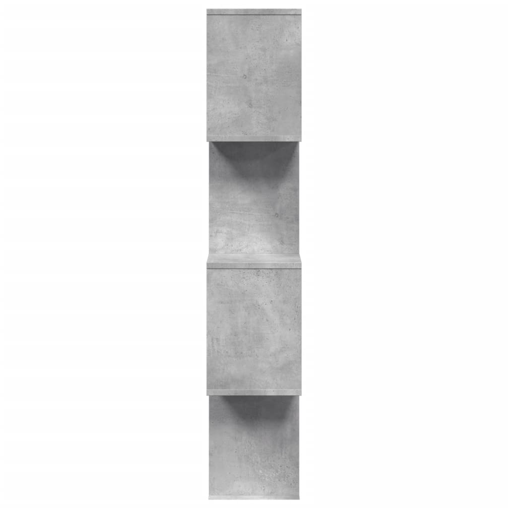 Bibliothèque séparateur de pièce 4 étagères gris béton 70x24x129 cm