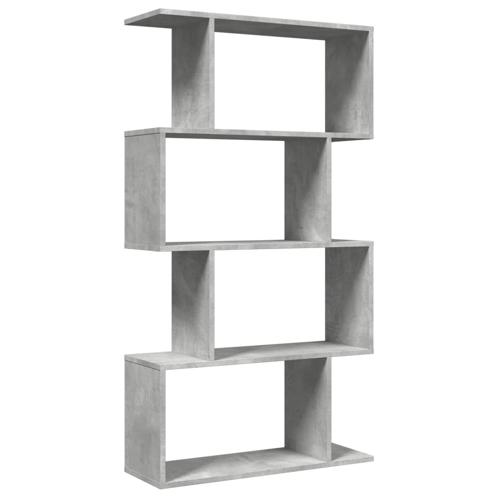 Bibliothèque séparateur de pièce 4 étagères gris béton 70x24x129 cm