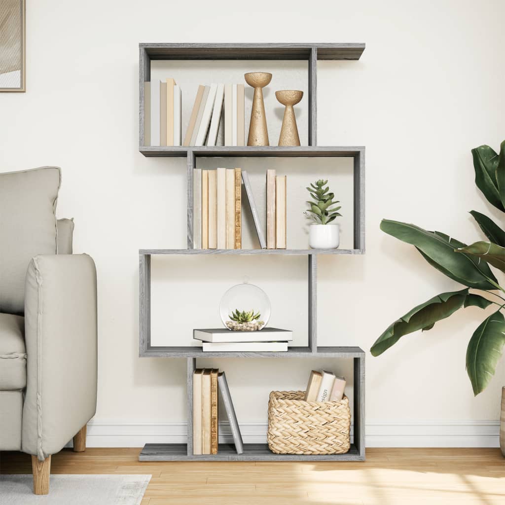 Bibliothèque séparateur de pièce 4 étagères gris Sonoma 70x24x129 cm