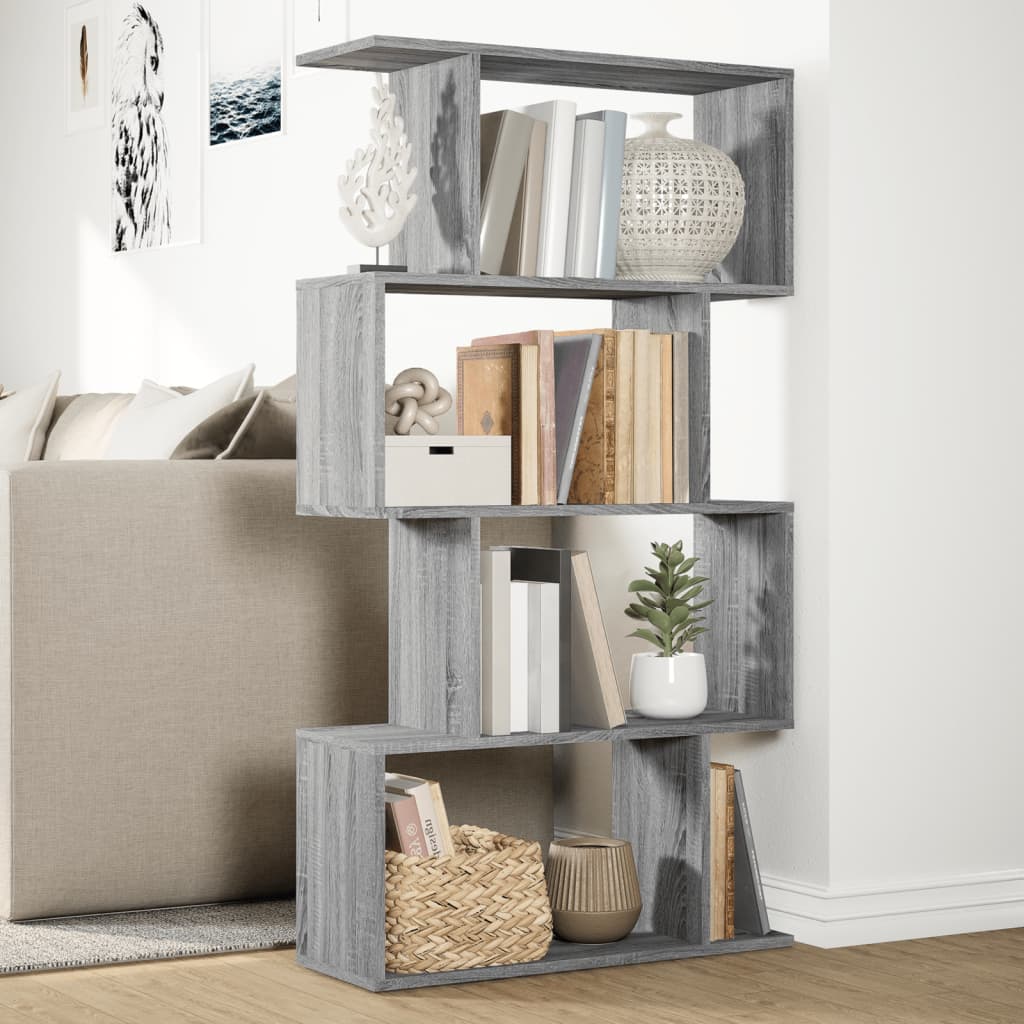 Bibliothèque séparateur de pièce 4 étagères gris Sonoma 70x24x129 cm