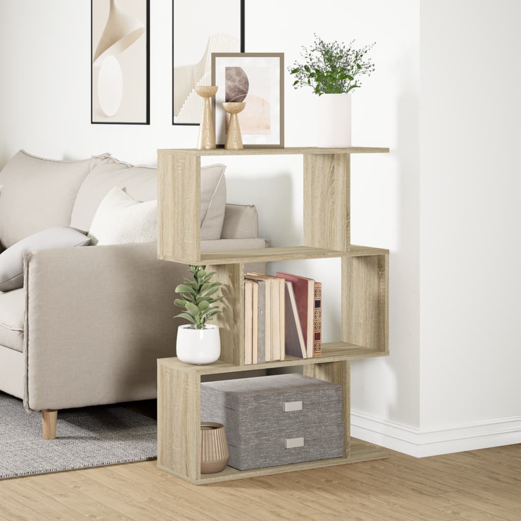 Bibliothèque séparateur de pièce 3 compartiments Chêne Sonoma 70x24x97 cm