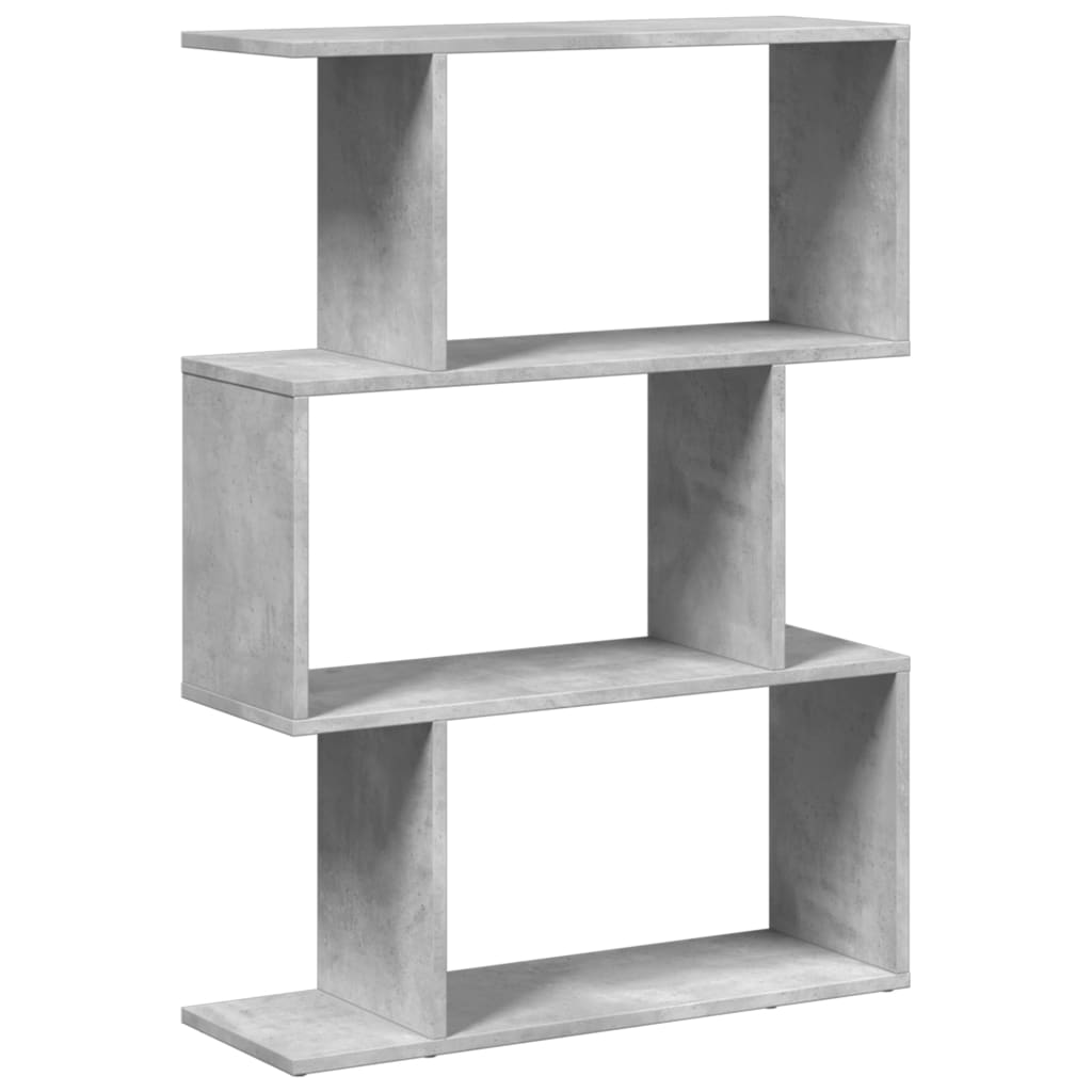 Bibliothèque séparateur de pièce 3 compartiments gris béton 70x24x97 cm