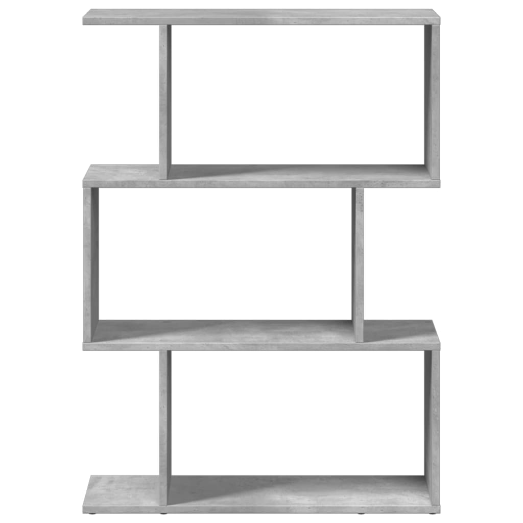 Bibliothèque séparateur de pièce 3 compartiments gris béton 70x24x97 cm