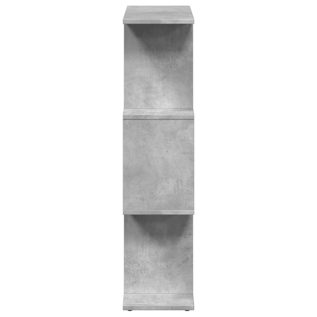 Bibliothèque séparateur de pièce 3 compartiments gris béton 70x24x97 cm