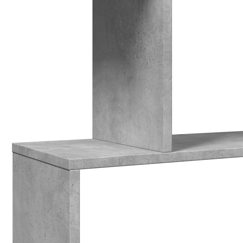 Bibliothèque séparateur de pièce 3 compartiments gris béton 70x24x97 cm