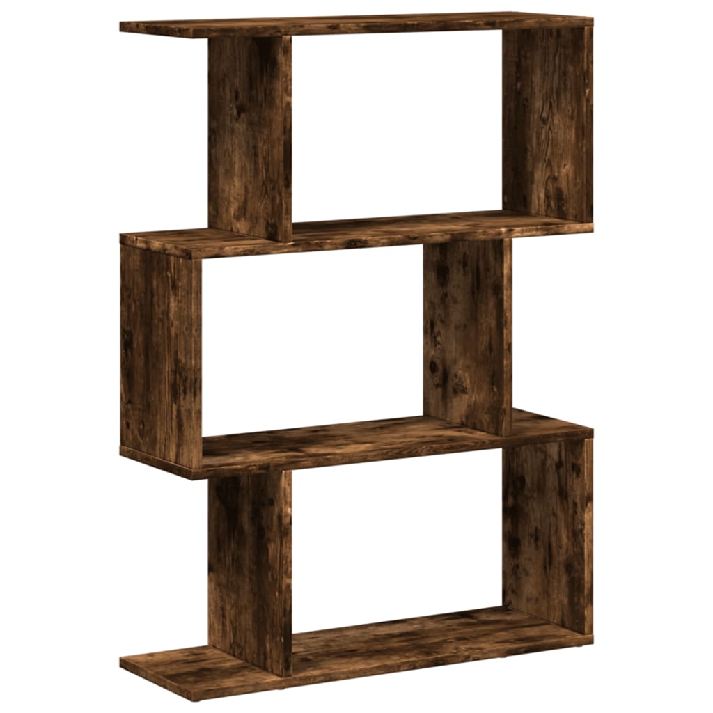 Bibliothèque séparateur de pièce 3 compartiments chêne fumé 70x24x97 cm