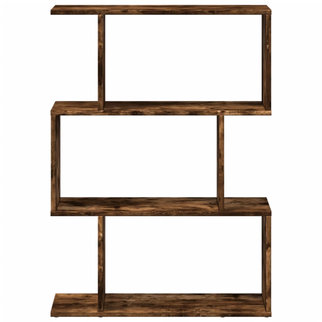 Bibliothèque séparateur de pièce 3 compartiments chêne fumé 70x24x97 cm