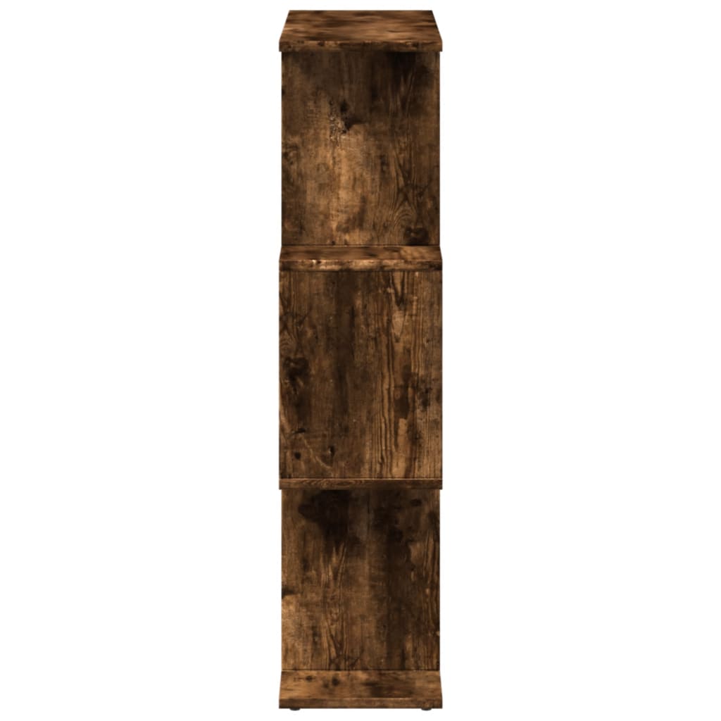 Bibliothèque séparateur de pièce 3 compartiments chêne fumé 70x24x97 cm