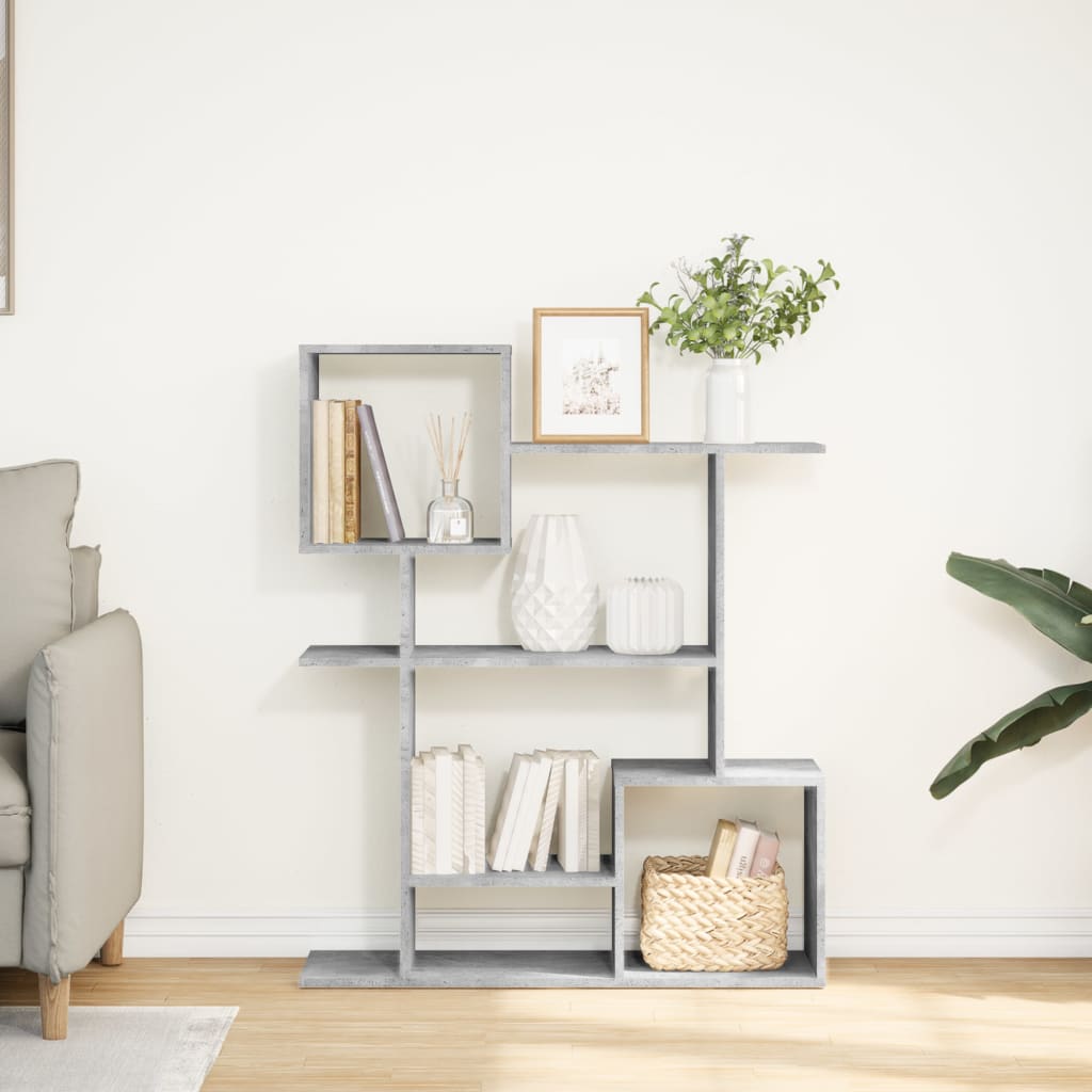 Room Divider Bookcase Concrete Grey 92x29x112 cm Wood Material