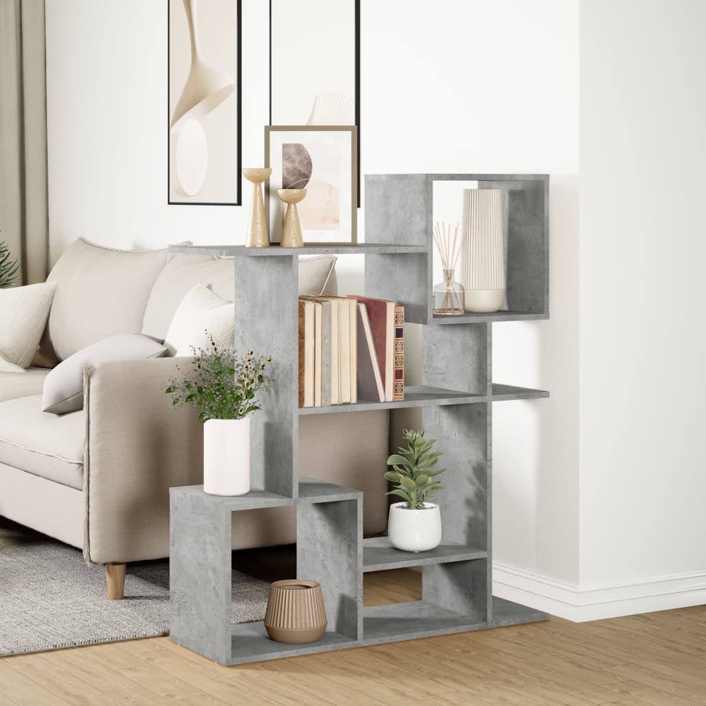 Room Divider Bookcase Concrete Grey 92x29x112 cm Wood Material