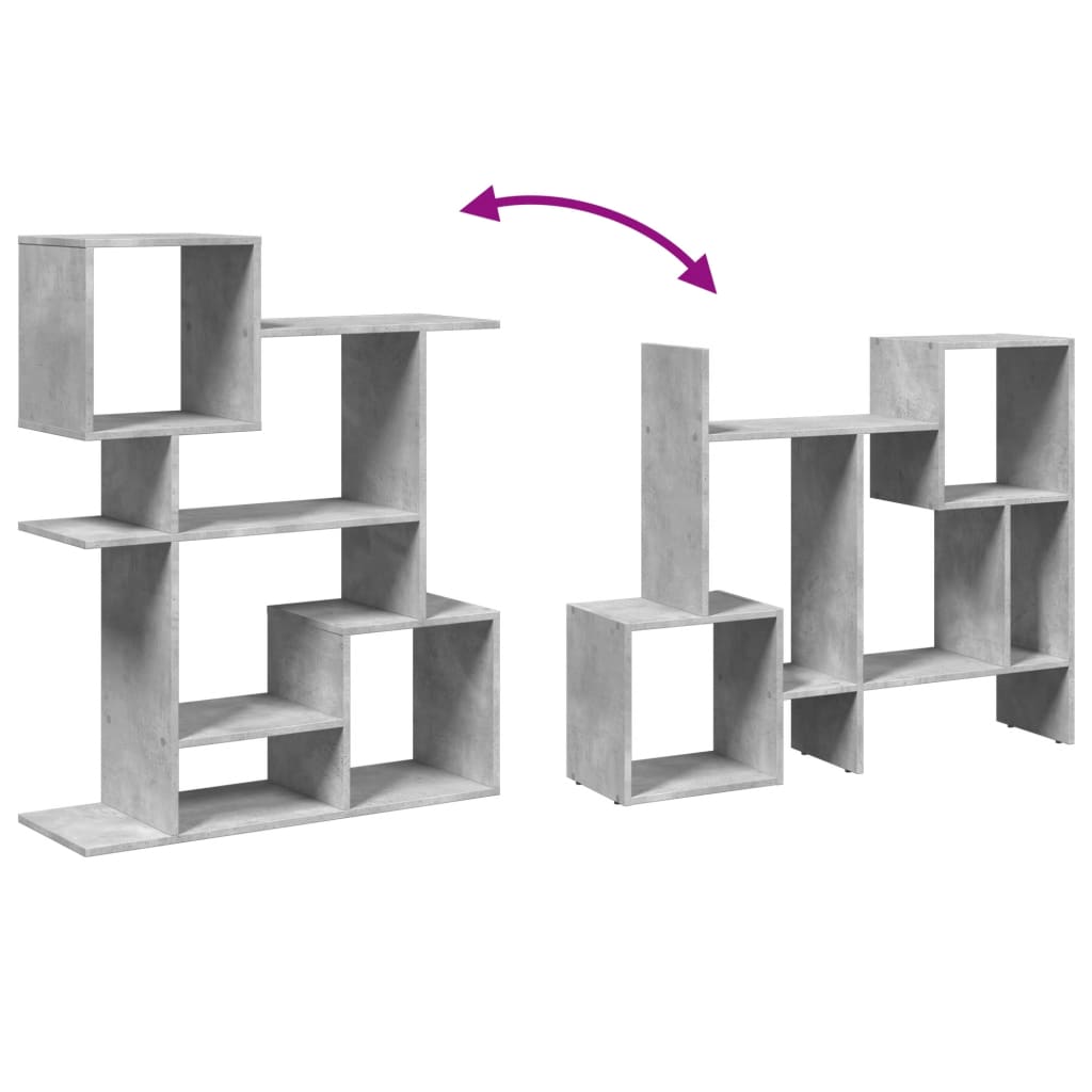 Room Divider Bookcase Concrete Grey 92x29x112 cm Wood Material