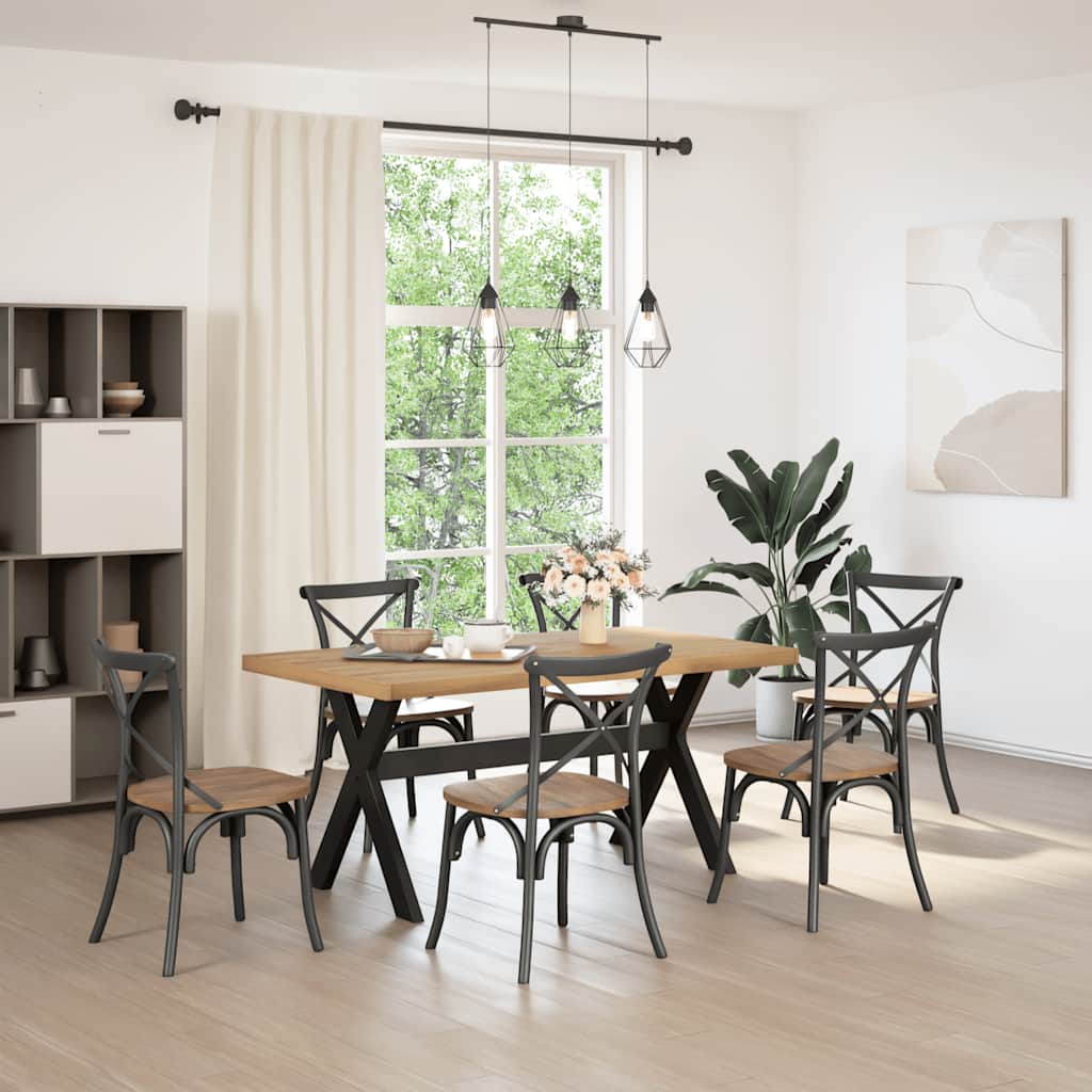 Table à manger NOAIN pieds en X 160x90x75 cm pin massif